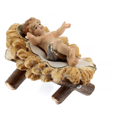 Niño Jesús y cuna 9,5 cm madera pintada belén Mahlknecht Val Gardena 4