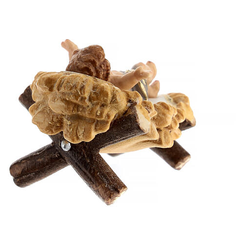 Dzieciątko Jezus w kołysce, 9,5 cm, malowana drewniana figurka Val Gardena 5