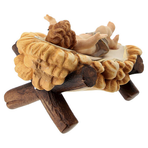 Baby Jesus with manger in painted wood Mahlknecht nativity 12 cm Val Gardena 5