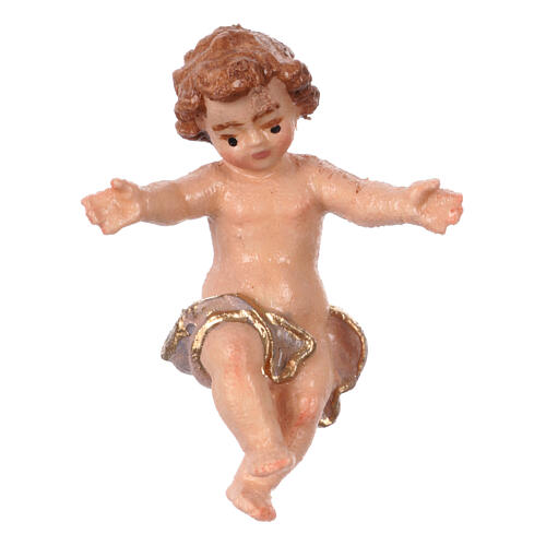 Gesù Bambino senza culla 9,5 cm legno dipinto presepe Mahlknecht Val Gardena  1