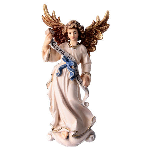 Angelo Gloria 9,5 cm legno dipinto presepe Mahlknecht Val Gardena  1