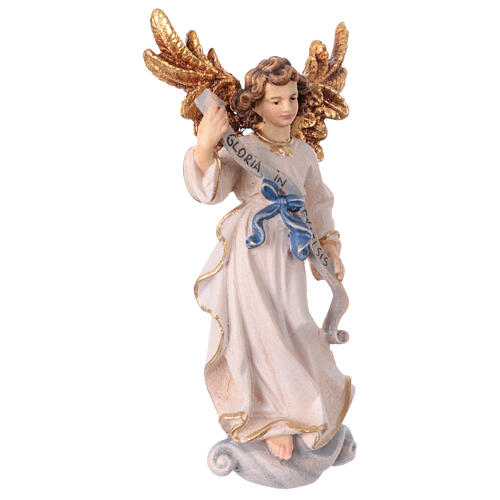 Gloria angel for Mahlknecht Nativity Scene of 12 cm, Val Gardena painted wood statue 3