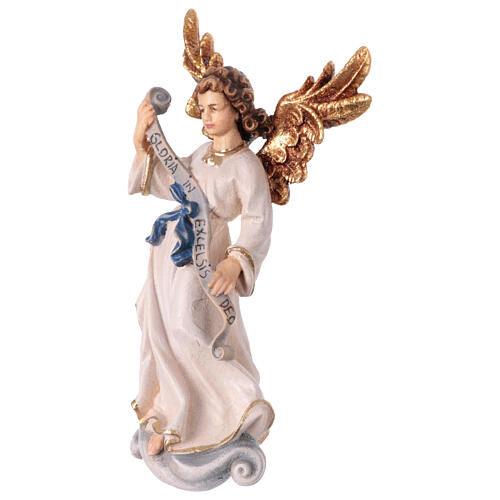 Anjo Gloria in Excelsis Deo para presépio Mahlknecht de 12 cm em madeira pintada do Val Gardena 2