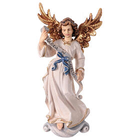 Glory Angel figurine 12 cm painted wood Mahlknecht Val Gardena nativity