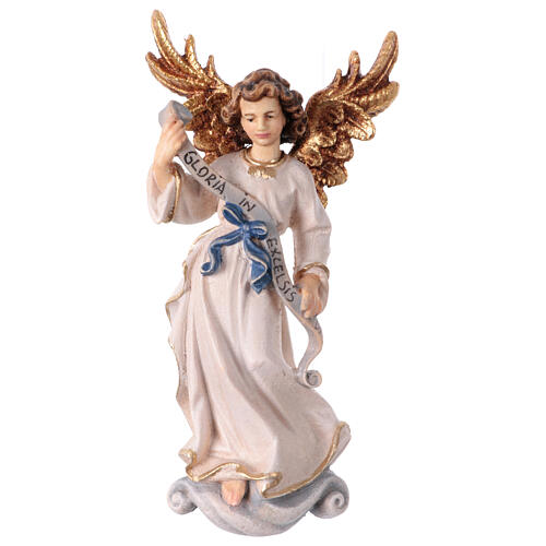 Glory Angel figurine 12 cm painted wood Mahlknecht Val Gardena nativity 1