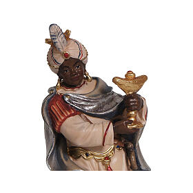 Moor Wise Man painted wood Mahlknecht nativity scene 9.5 cm Val Gardena