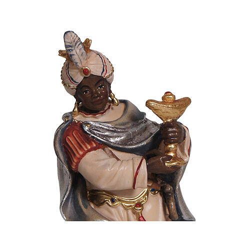 Moor Wise Man painted wood Mahlknecht nativity scene 9.5 cm Val Gardena 2