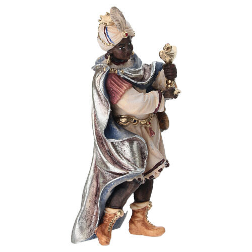Moorish Wise Man for Mahlknecht Nativity Scene of 12 cm, Val Gardena painted wood statue 2