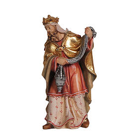 Wise Man with gold for Mahlknecht Nativity Scene of 12 cm, Val Gardena painted wood statue