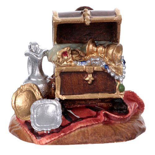 Dary Trzech Króli, malowane drewno 12 cm, szopka Mahlknecht Val Gardena 1