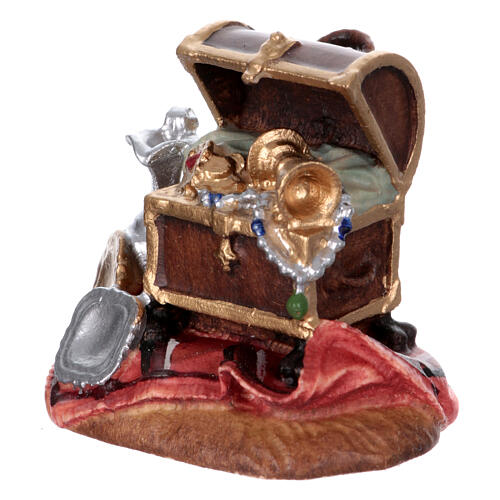 Dary Trzech Króli, malowane drewno 12 cm, szopka Mahlknecht Val Gardena 2