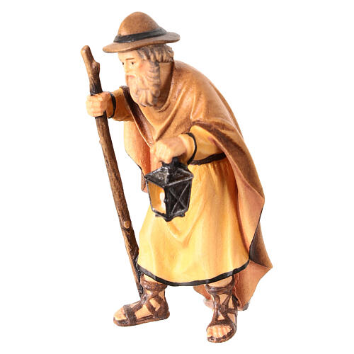 Shepherd with lantern, Mahlknecht Nativity Scene statue of 9.5 cm, Val Gardena painted wood 3