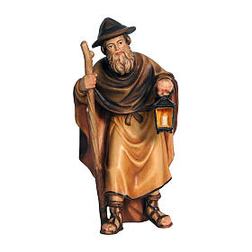 Shepherd with lantern for Mahlknecht Nativity Scene of 12 cm, Val Gardena painted wood statue