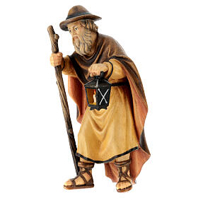 Shepherd with lantern for Mahlknecht Nativity Scene of 12 cm, Val Gardena painted wood statue