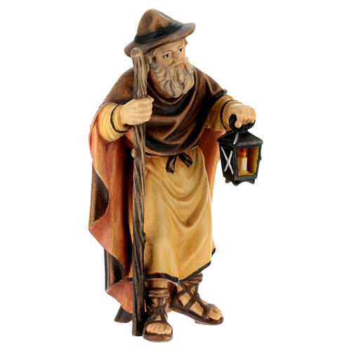 Shepherd with lantern for Mahlknecht Nativity Scene of 12 cm, Val Gardena painted wood statue 3
