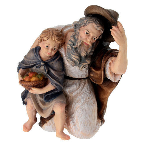 Pasterz klęczący z dzieckiem, 12 cm szopka Mahlknecht, Val Gardena 2