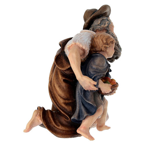 Pasterz klęczący z dzieckiem, 12 cm szopka Mahlknecht, Val Gardena 3