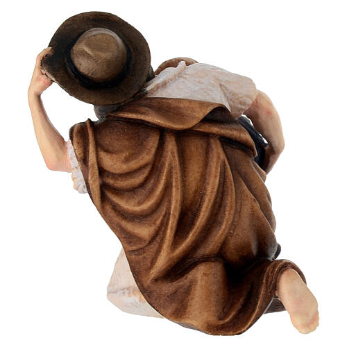 Pasterz klęczący z dzieckiem, 12 cm szopka Mahlknecht, Val Gardena 4