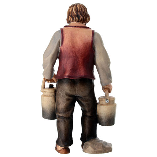 Shepherd with milk cans for Mahlknecht Nativity Scene of 12 cm, Val Gardena painted wood statue 4