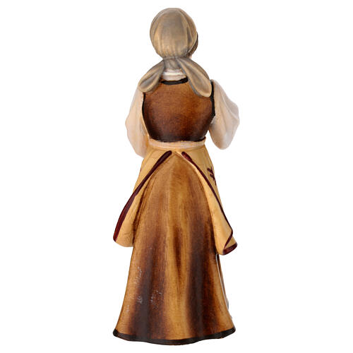 Country woman with a barrel of butter, painted wood character for Val Gardena Mahlknecht Nativity Scene of 12 cm 4