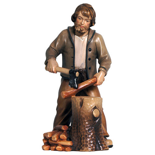 Boscaiolo 9,5 cm presepe Mahlknecht legno dipinto Val Gardena 1