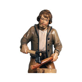 Lumberjack 9.5 cm Mahlknecht nativity painted Val Gardena wood