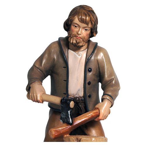 Lumberjack 9.5 cm Mahlknecht nativity painted Val Gardena wood 2