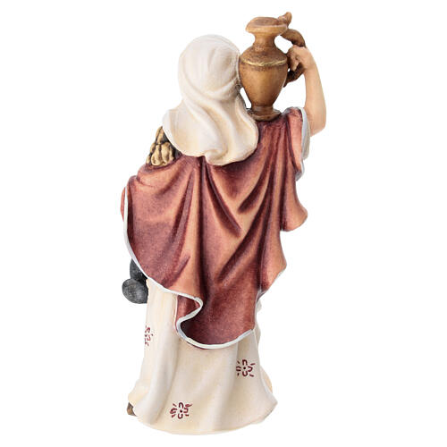 Woman with pitcher, painted wood character for Val Gardena Mahlknecht Nativity Scene of 12 cm 4