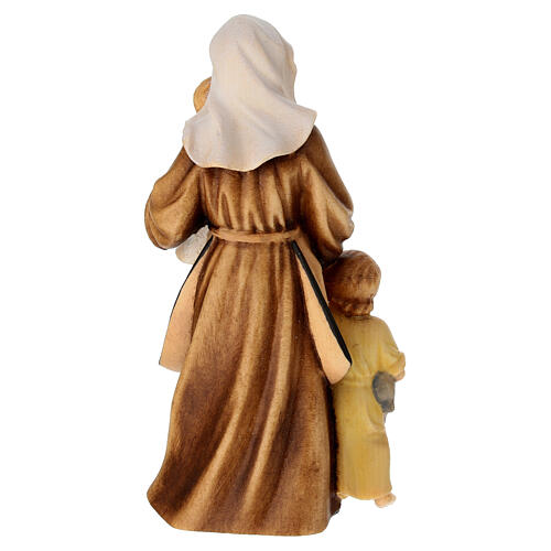 Woman with children, painted wood character for Val Gardena Mahlknecht Nativity Scene of 12 cm 4