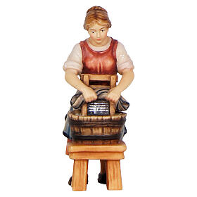 Lavandière bois peint 12 cm crèche Mahlknecht Val Gardena