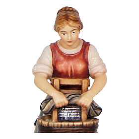 Laundress 12 cm Mahlknecht nativity painted Val Gardena wood