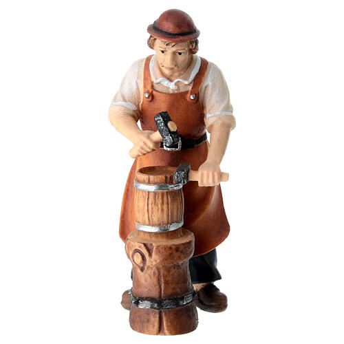 Fassbinder, Holz coloriert, für 9,5 cm Mahlknecht-Krippe, Grödner Kunsthandwerk 1