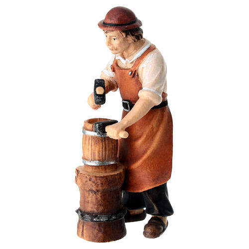 Barrel-maker, Mahlknecht Nativity Scene of 9.5 cm, painted wood of Val Gardena 3