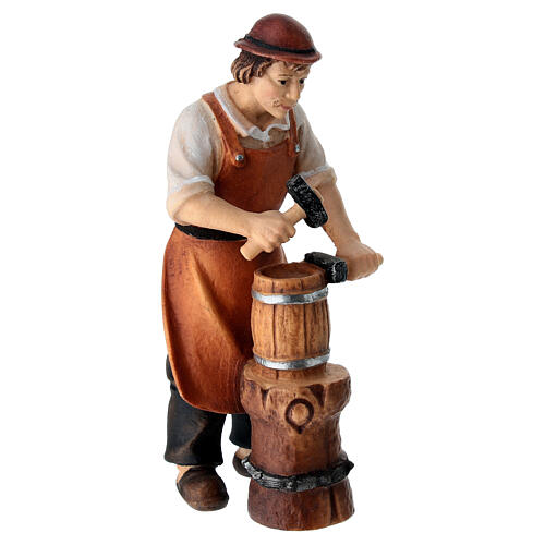 Tanoeiro madeira pintada presépio Mahlknecht 9,5 cm Val Gardena 2