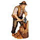 Man cutting shingles for 12 cm Mahlknecht Nativity Scene, painted wood, Val Gardena s2