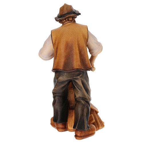 Homme coupant des bardeaux bois peint 12 cm crèche Mahlknecht Val Gardena 4