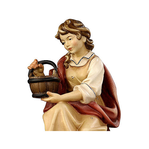 Hirtin für Brunnen, "Mahlknecht Krippe", Holz, Grödnertal, für 12 cm Krippe 2