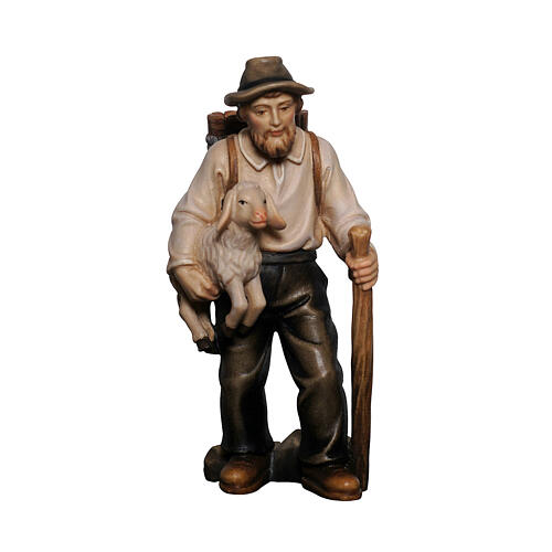 Hirte mit Lamm und Korb, Holz coloriert, für 9,5 cm Mahlknecht-Krippe, Grödner Kunsthandwerk 1