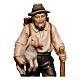 Shepherd with sheep and staff for 12 cm Mahlknecht Nativity Scene, painted wood, Val Gardena s2