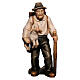 Pastore con pecora e bastone legno dipinto 12 cm presepe Mahlknecht Val Gardena  s1