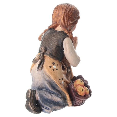 Kneeling girl 9.5 cm painted wood nativity scene Mahlknecht Val Gardena 4