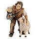 Enfant avec mouton et lanterne crèche Mahlknecht bois peint Val Gardena 12 cm s1