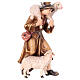 Pastore con due pecore 9,5 cm in legno colorato presepe Mahlknecht Val Gardena  s1