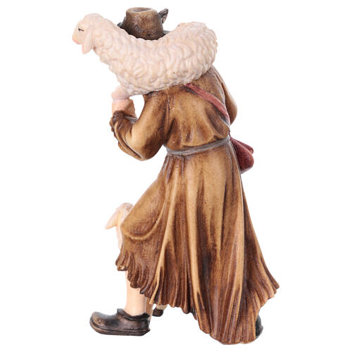 Shepherd with two sheep 9.5 cm in colored Mahlknecht Val Gardena wood nativity  4