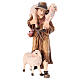 Shepherd with two sheep 9.5 cm in colored Mahlknecht Val Gardena wood nativity  s2