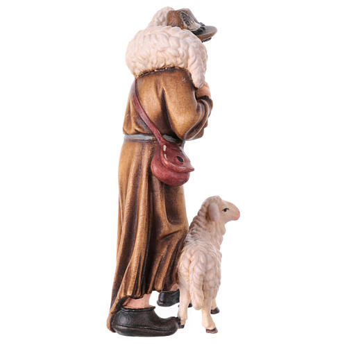 Shepherd with two sheep in painted wood, Mahlknecht Val Gardena 12 cm nativity scene 4
