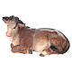 Bue sdraiato 9,5 cm legno dipinto presepe Mahlknecht Val Gardena  s1