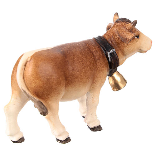 Mucca testa in avanti legno dipinto 12 cm presepe Mahlknecht Val Gardena 4