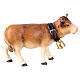 Mucca testa in avanti legno dipinto 12 cm presepe Mahlknecht Val Gardena s1