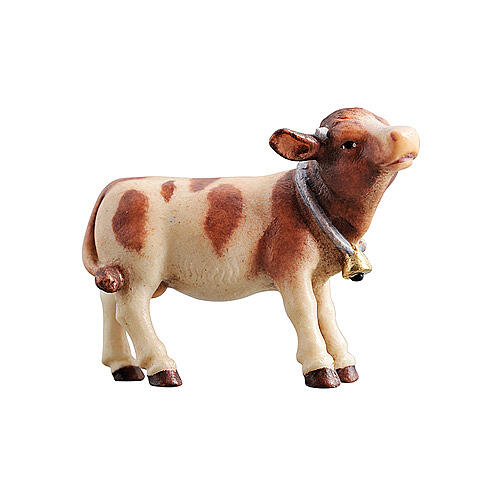 Painted wooden calf 9.5 cm for Mahlknecht Val Gardena nativity scene 1